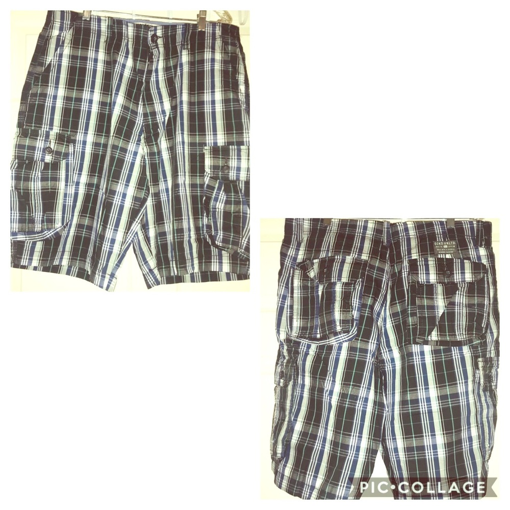 💙 Ecko Unltd. Men’s Casual Blue Plaid Shorts W38.